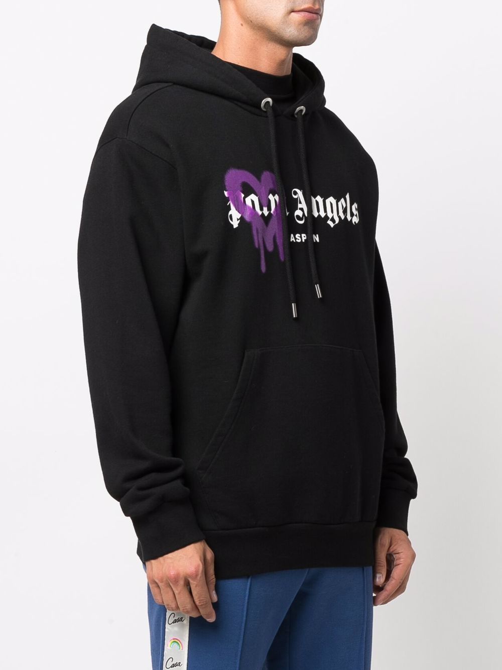 Palm Angels Hoodie Black And Purple Aspen Logo 100% Autentic