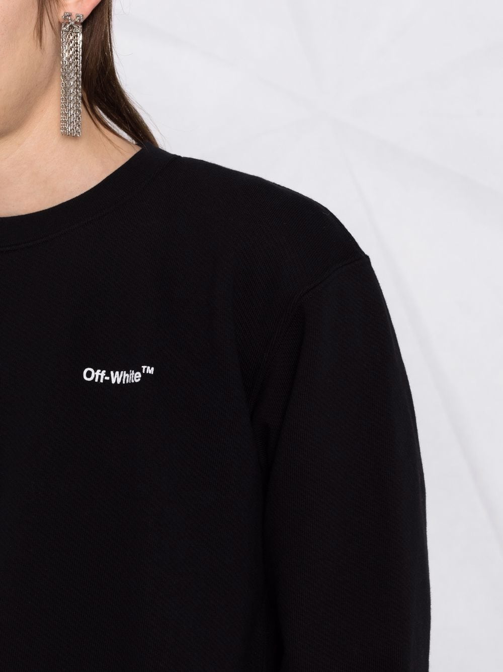 OFF-WHITE WOMEN Diag Stripe Print Sweatshirt Black - MAISONDEFASHION.COM