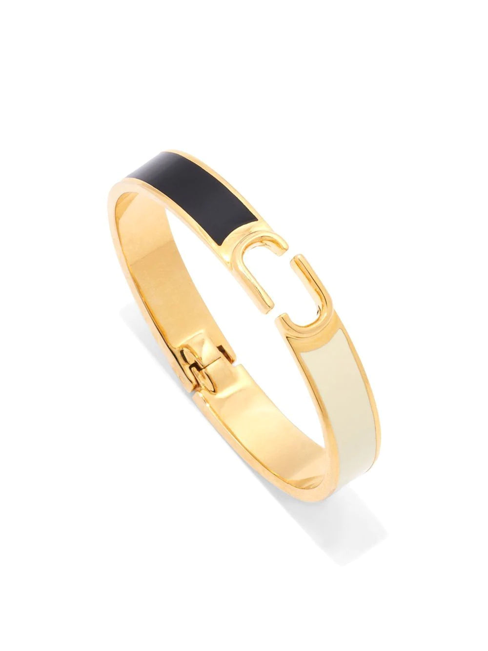 MARC JACOBS WOMEN The J Marc Hinge Bangle Black/Gold - MAISONDEFASHION.COM