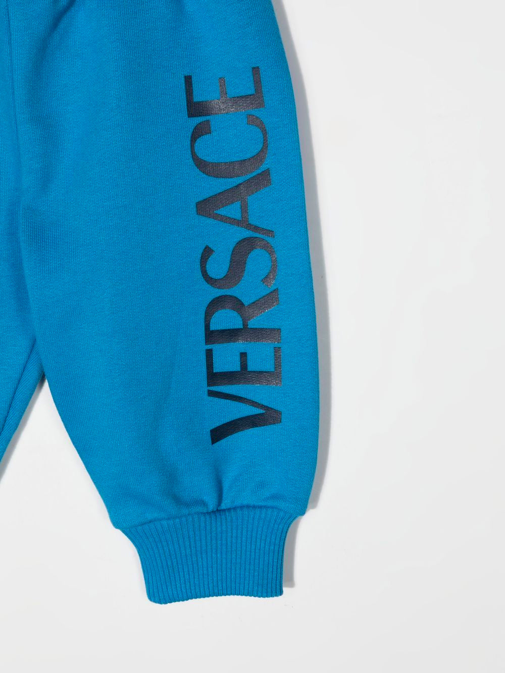 VERSACE BABY Logo Print Sweat Pants Blue - MAISONDEFASHION.COM