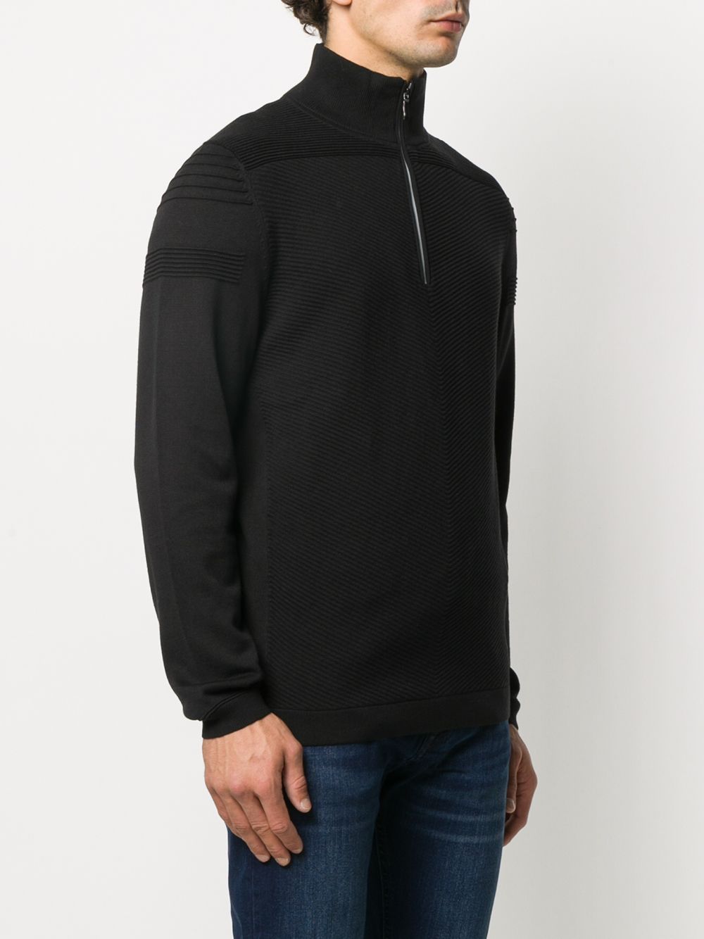 BOSS Quarter Zip Sweatshirt Black - Maison De Fashion 