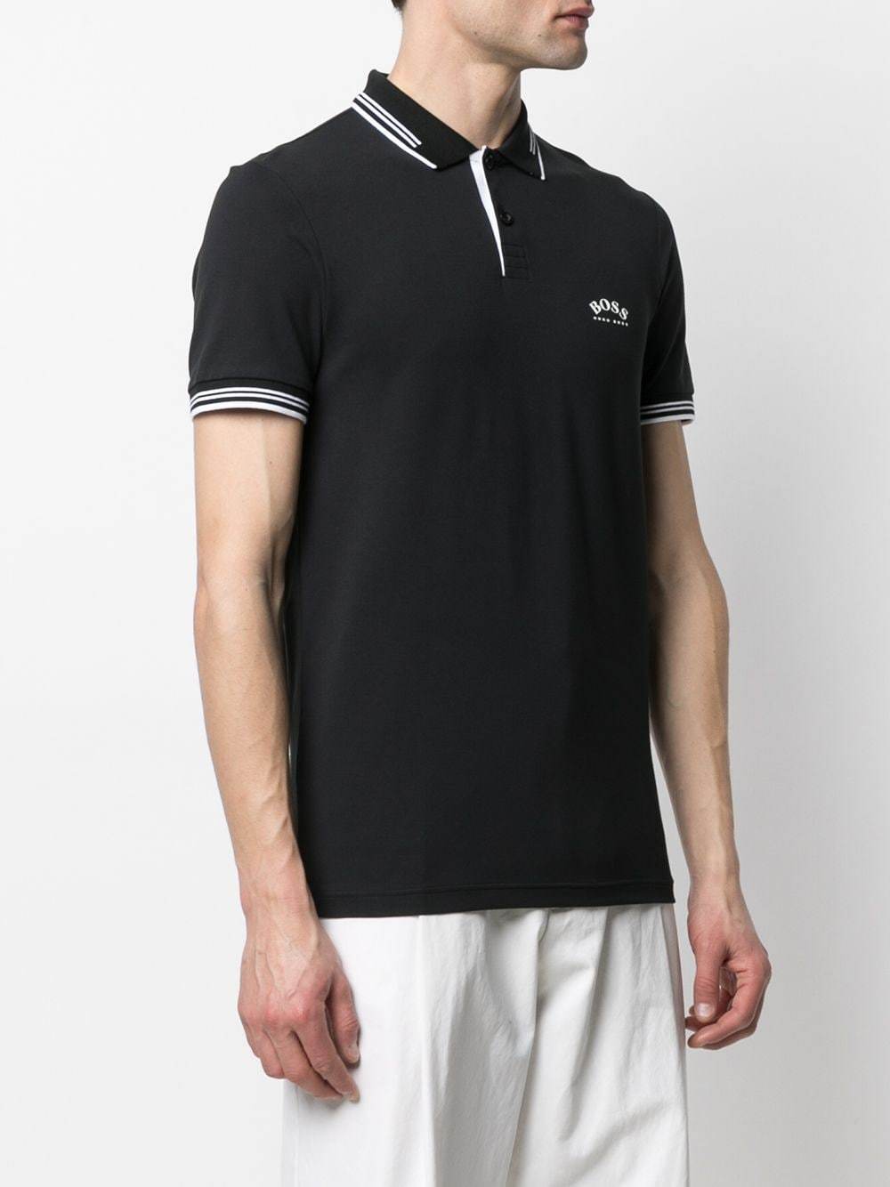 BOSS Stretch-piqué slim-fit polo shirt Black - MAISONDEFASHION.COM