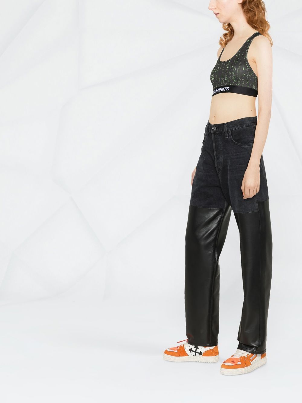 VETEMENTS WOMEN Logo-underband cropped vest Black / Green - MAISONDEFASHION.COM