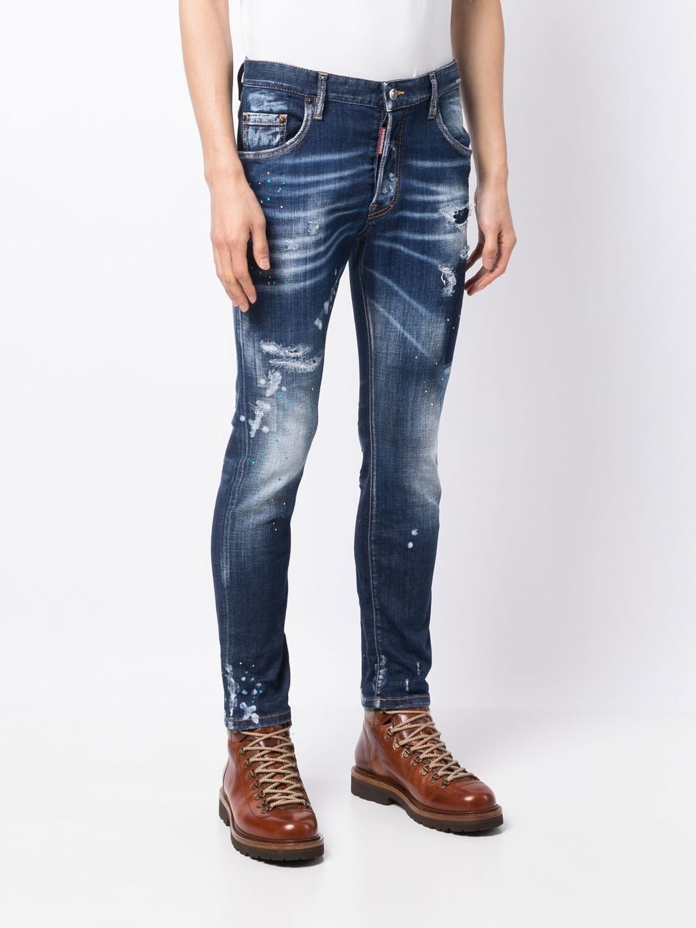 DSQUARED2 Distressed skinny-cut jeansNavy - MAISONDEFASHION.COM