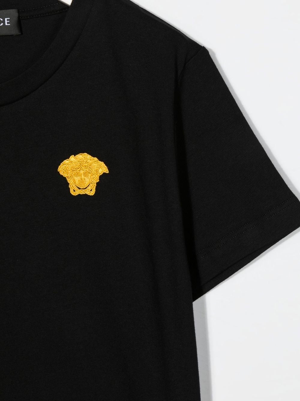 VERSACE KIDS Medusa Logo Embroidered T-Shirt Black - MAISONDEFASHION.COM