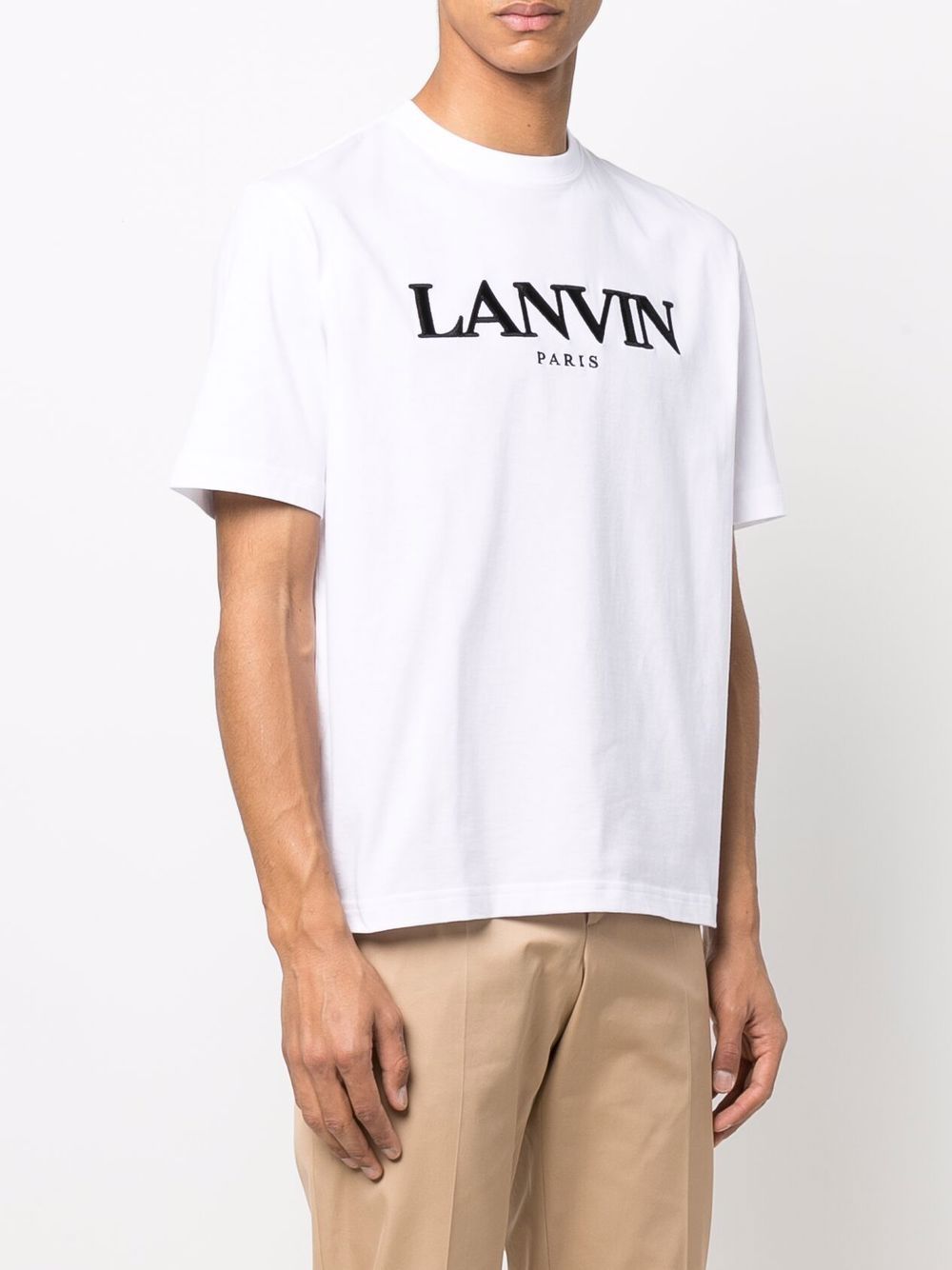 LANVIN Embroidered Regular T-Shirt White - MAISONDEFASHION.COM