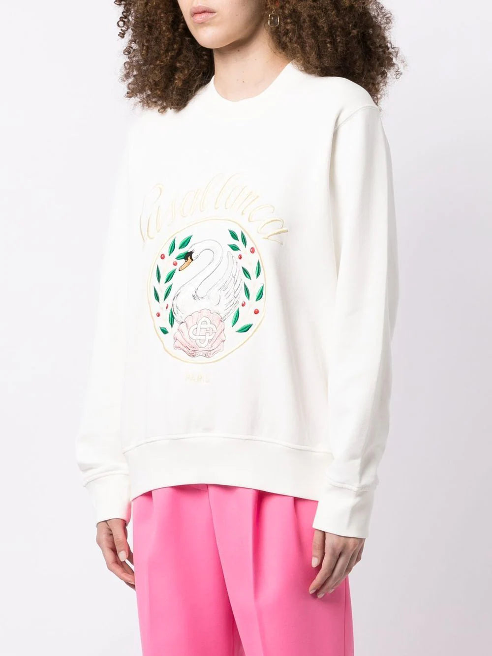 CASABLANCA WOMEN Emblem De Cygne Embroidered Sweatshirt - MAISONDEFASHION.COM