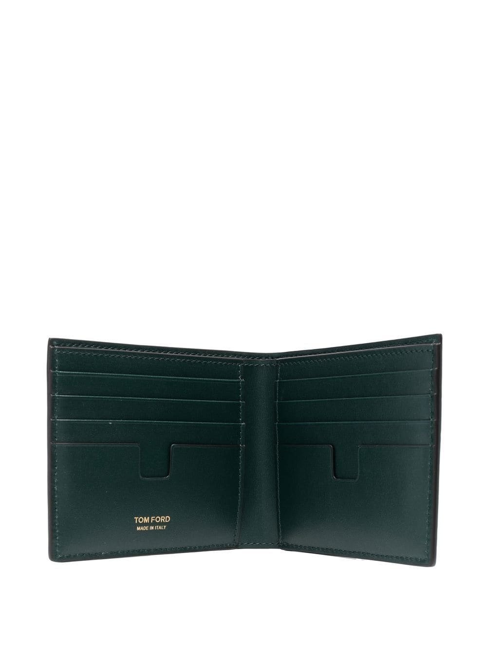 TOM FORD Logo-Print Croc Effect Wallet Green/Gold - MAISONDEFASHION.COM