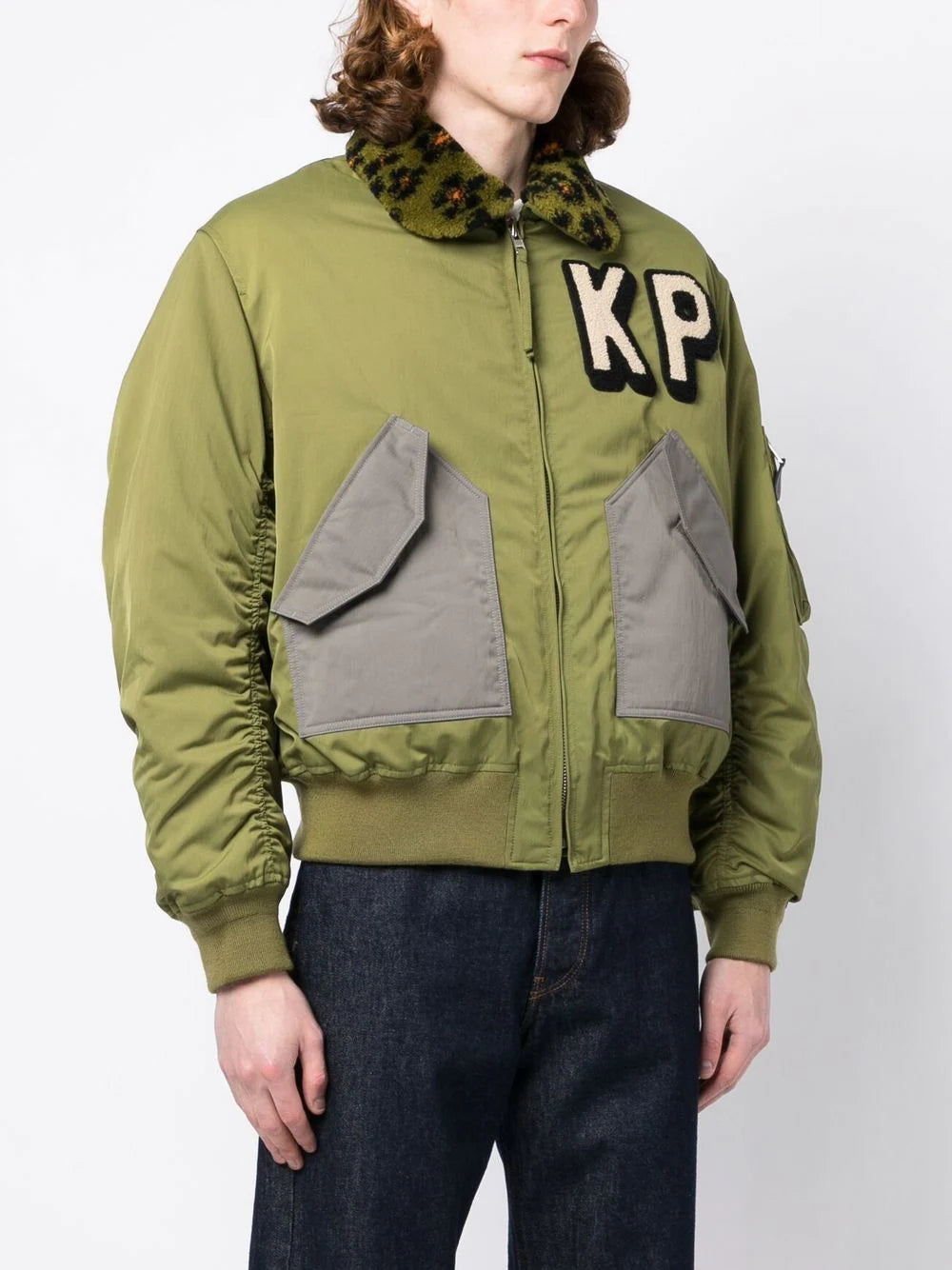 KENZO Boxy Bomber Jacket Khaki - MAISONDEFASHION.COM