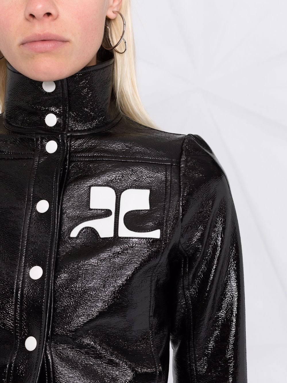 COURRÈGES WOMEN Cropped Faux Leather Jacket Black - MAISONDEFASHION.COM