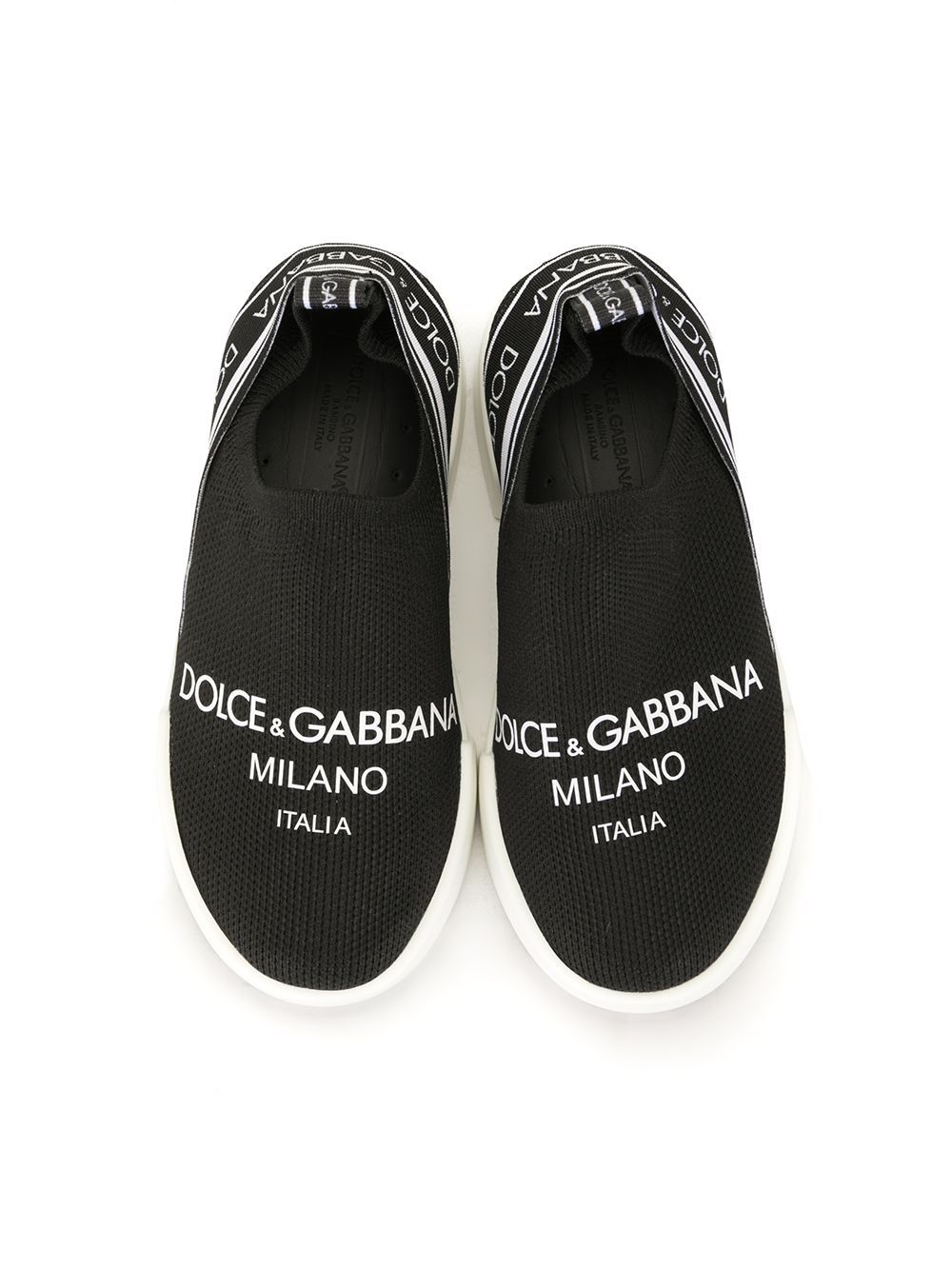 DOLCE & GABBANA KIDS Logo print slip-on sneakers Black - MAISONDEFASHION.COM