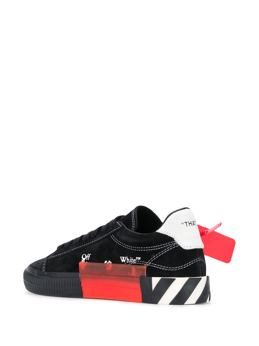 OFF-WHITE Contrast Stitched Low Vulcanized Sneakers Black - Maison De Fashion 