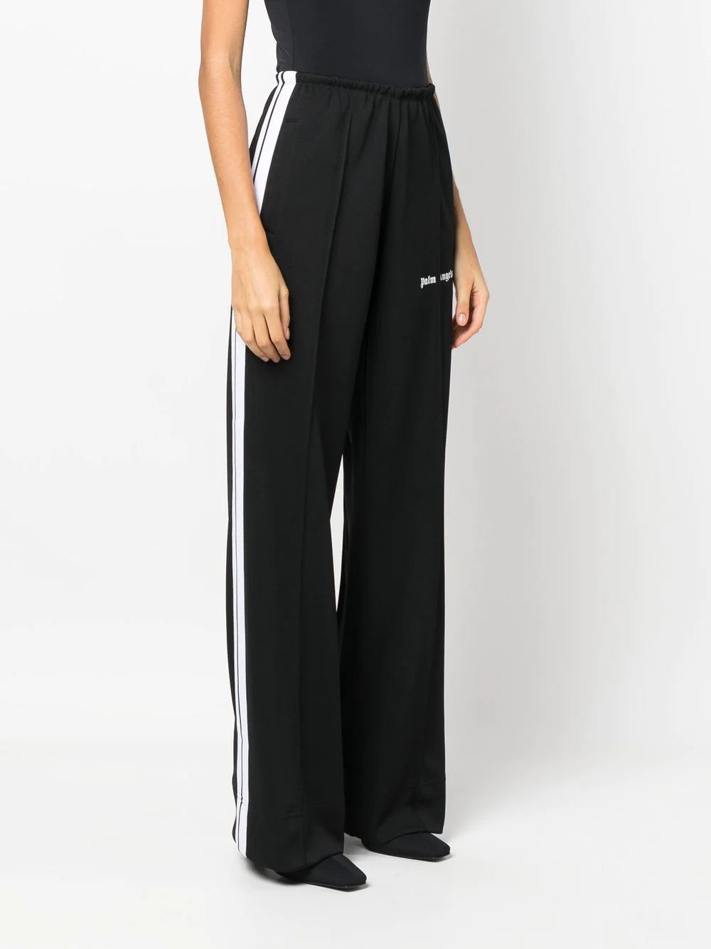 PALM ANGELS WOMEN Loose Track Pants Black/White - MAISONDEFASHION.COM