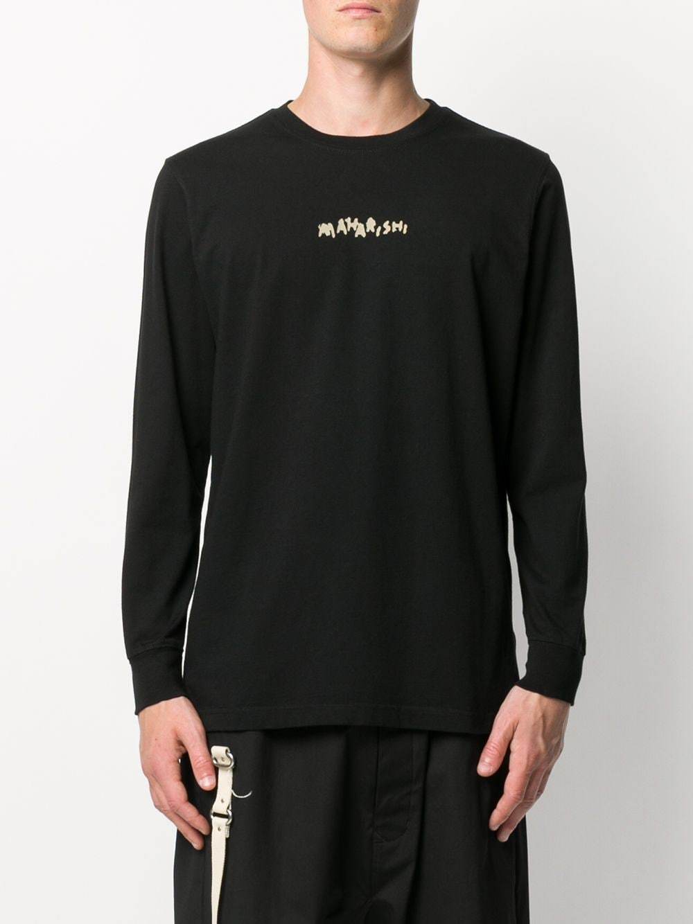 MAHARISHI Woodblock Print Long Sleeve T-shirt Black - Maison De Fashion 