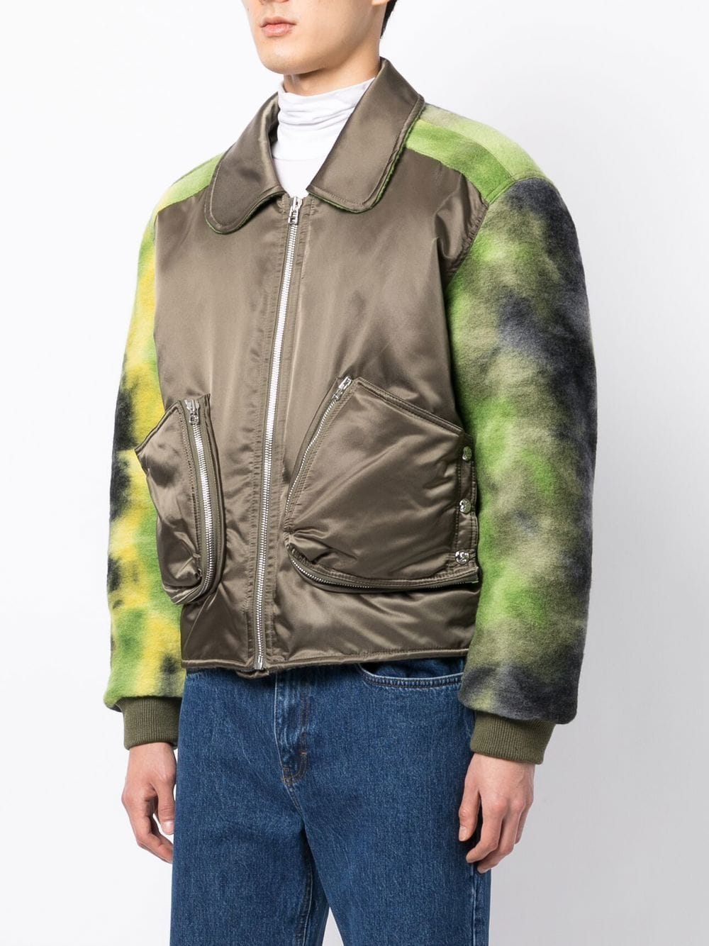 BLUEMARBLE Double Pocket Bomber Jacket Green - MAISONDEFASHION.COM