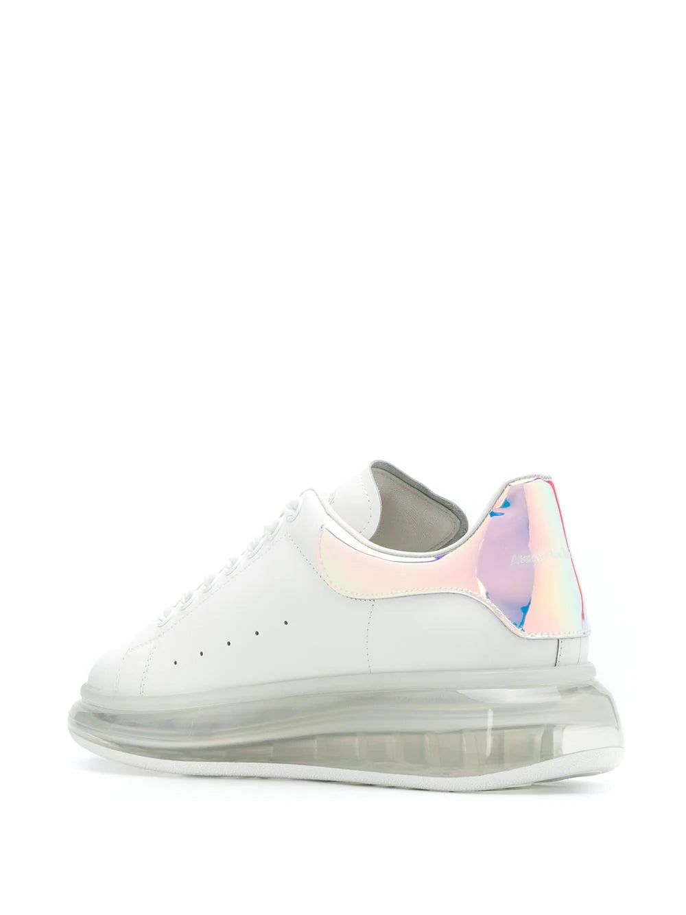 Alexander McQueen Oversized Iridescent Heel Clear Sole Sneakers White/Multi - MAISONDEFASHION.COM