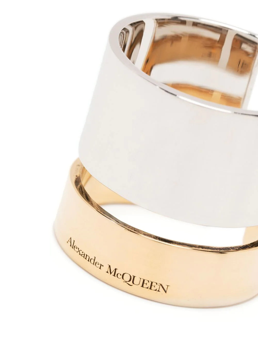 ALEXANDER MCQUEEN Double Ring Silver/Gold - MAISONDEFASHION.COM