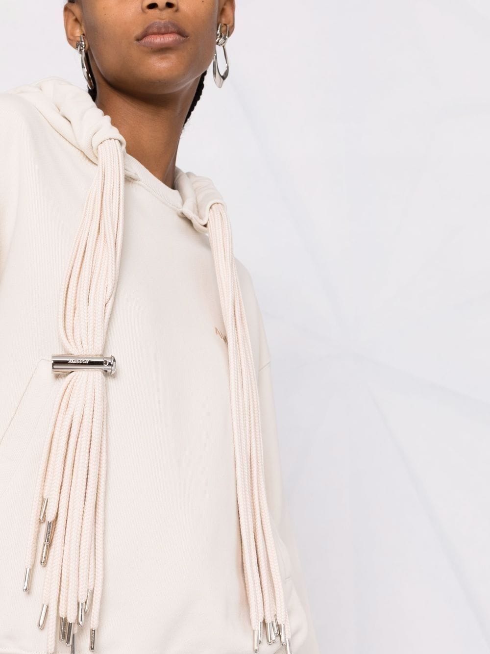 AMBUSH WOMEN Multi Cord cotton hoodie Cream - MAISONDEFASHION.COM
