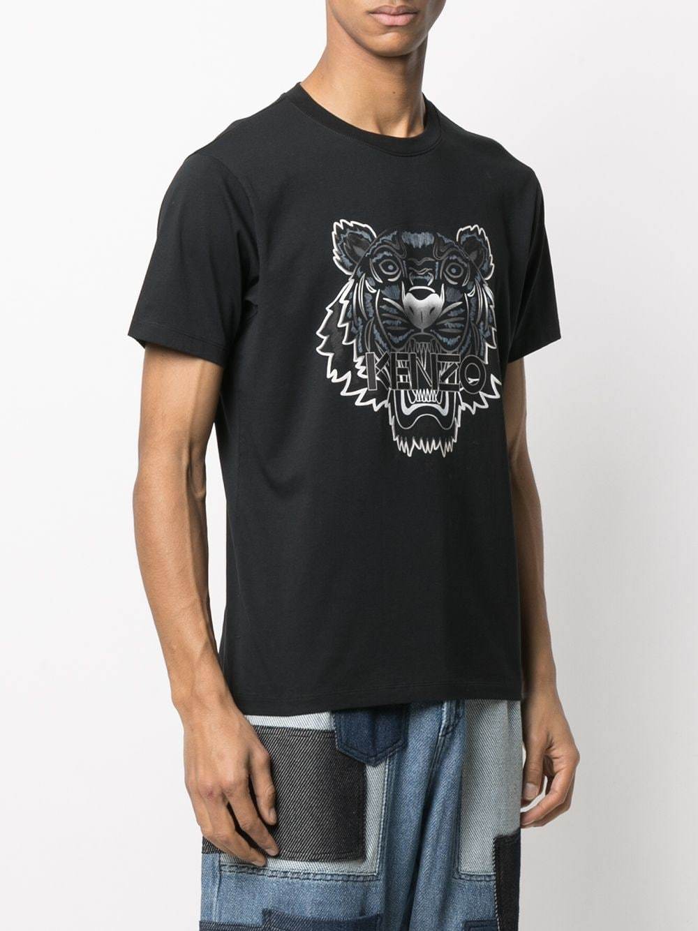 Kenzo Grey Tiger Logo T-Shirt Black - MAISONDEFASHION.COM