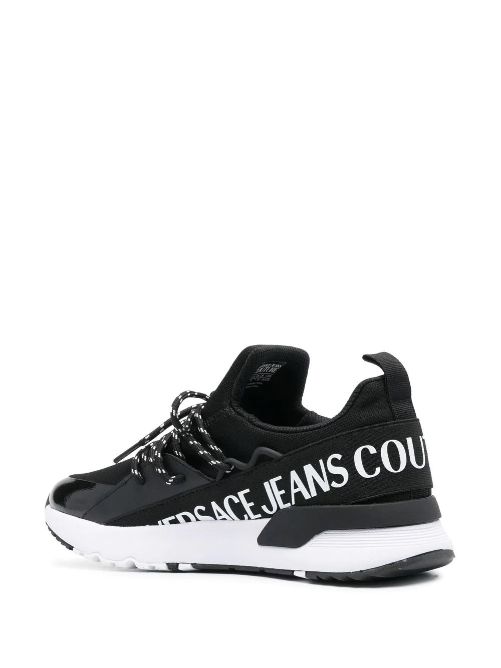 VERSACE Logo-Print Dynamic Sneakers Black/White - MAISONDEFASHION.COM