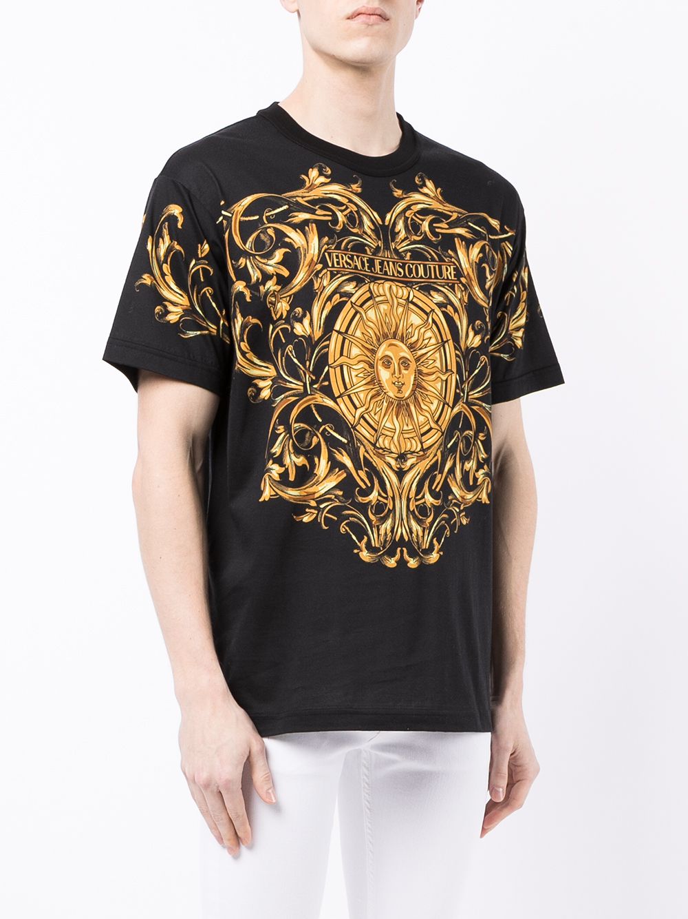 VERSACE Barocco Print T-Shirt Black - MAISONDEFASHION.COM