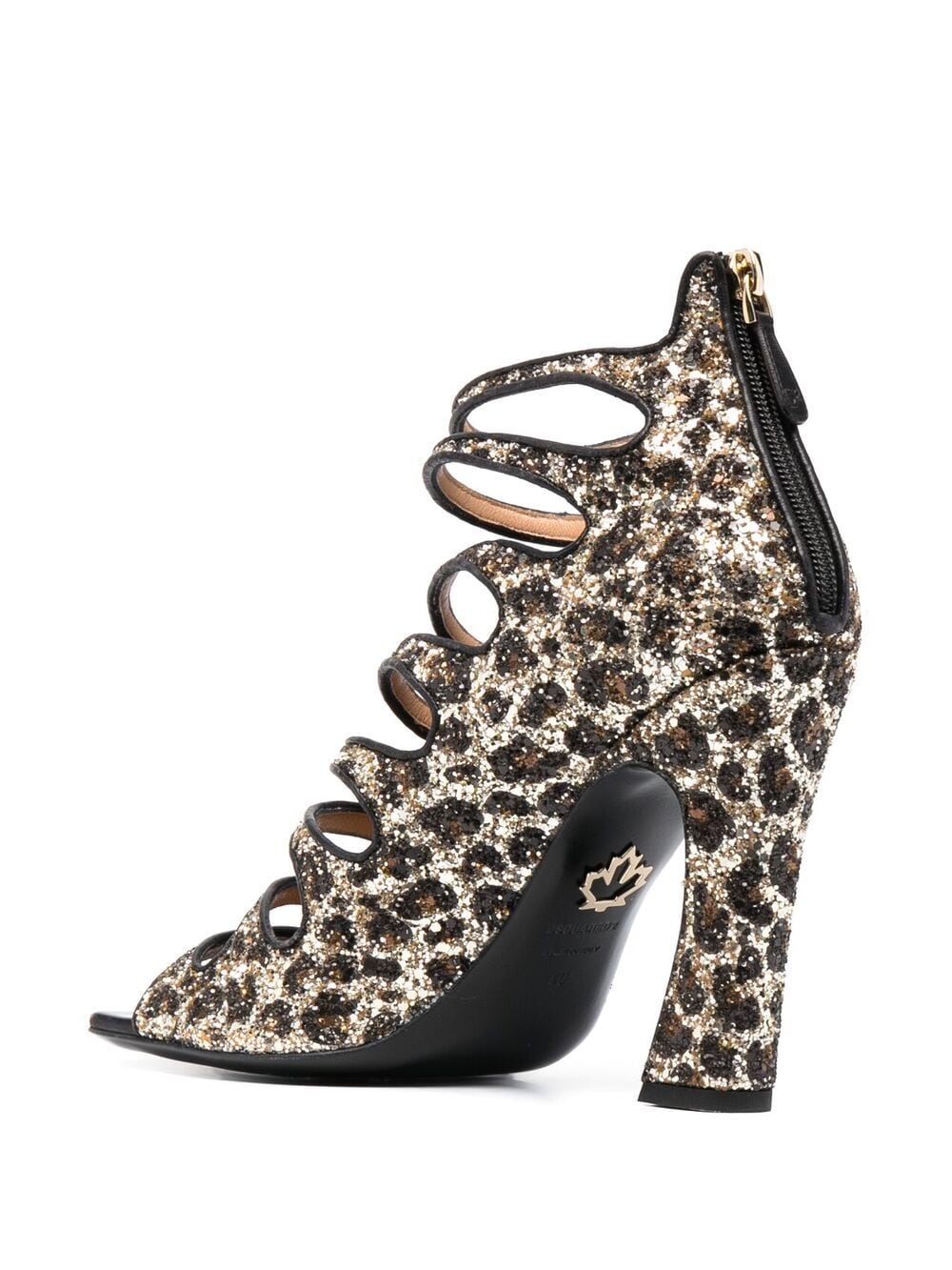 DSQUARED2 WOMEN Glitter Embellished leopard-print sandals Brown - MAISONDEFASHION.COM