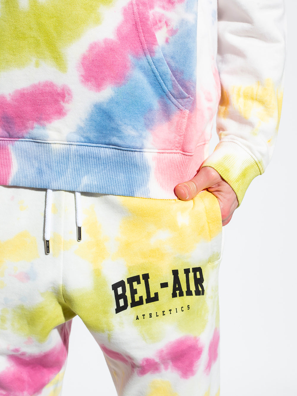 BEL-AIR ATHLETICS Logo Tie-Dye Sweat Pants White - MAISONDEFASHION.COM