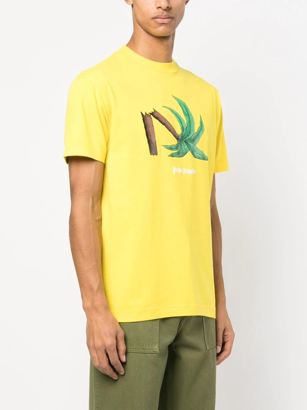 PALM ANGELS Broken Palm Classic Tee Yellow/Green - MAISONDEFASHION.COM