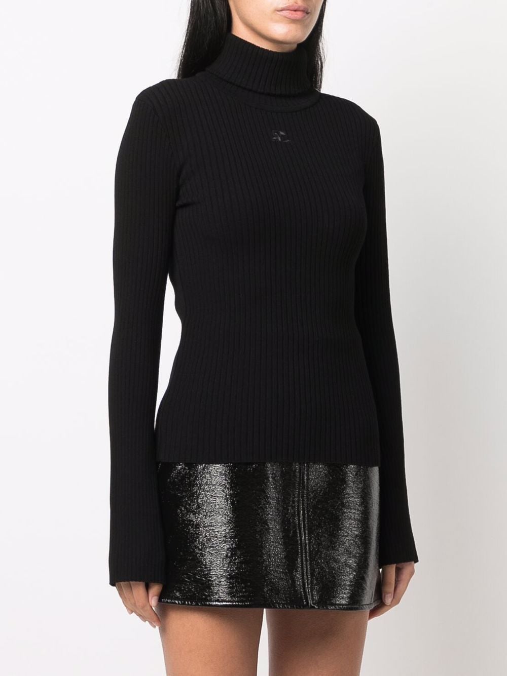 COURRÈGES WOMEN Logo Knit Sweater Black - MAISONDEFASHION.COM