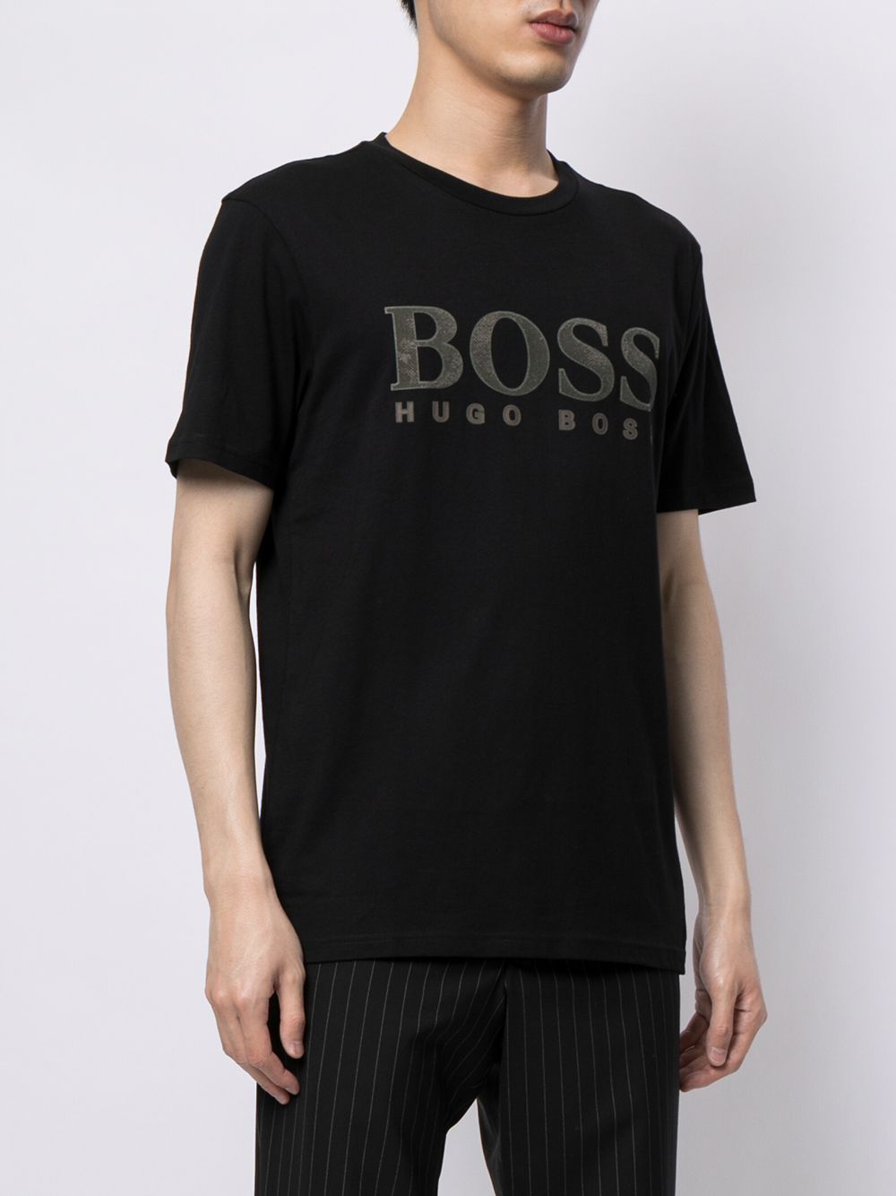 BOSS Logo-print cotton T-shirt Black - MAISONDEFASHION.COM