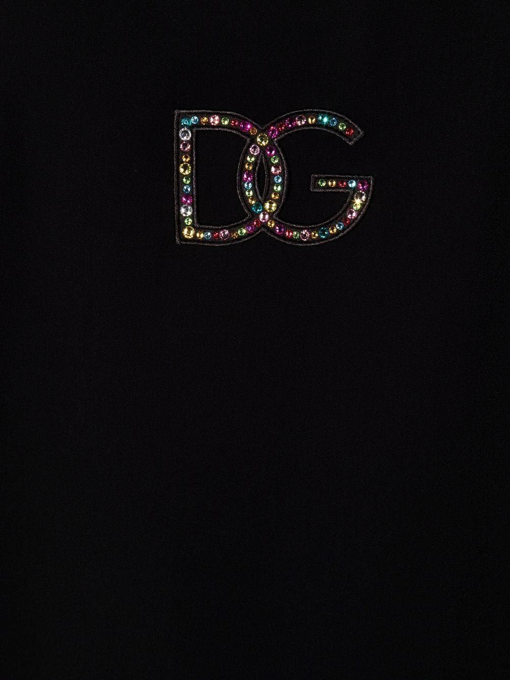 DOLCE & GABBANA KIDS Crystal Logo Midi Dress Black - MAISONDEFASHION.COM