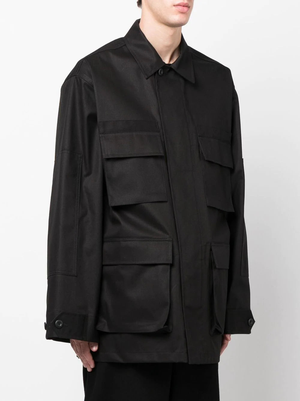 BALENCIAGA Multi Pocket Cargo Shirt Jacket Black - MAISONDEFASHION.COM