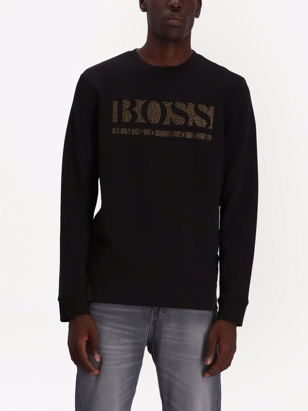 BOSS Logo Pixel Salbo Sweatshirt Black - MAISONDEFASHION.COM