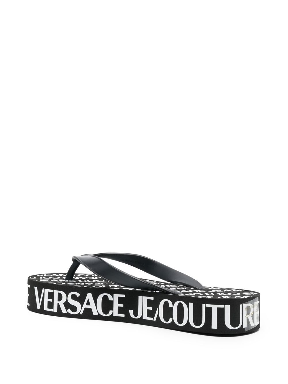 VERSACE WOMEN Logo Print Flip Flops Black - MAISONDEFASHION.COM