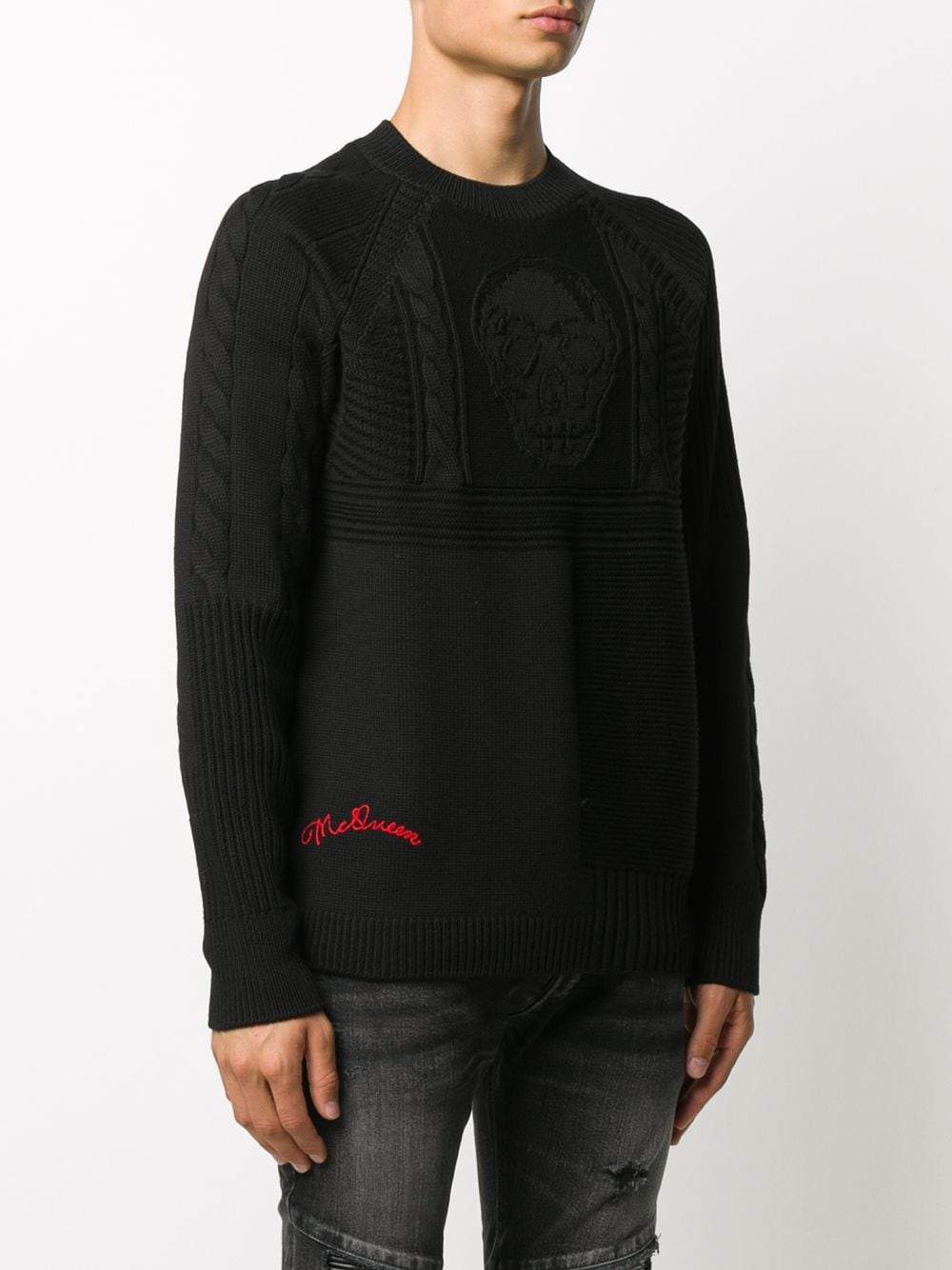 Alexander McQueen Logo Embroidered Sweatshirt Black - Maison De Fashion 