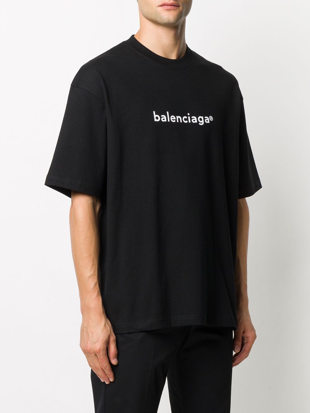 BALENCIAGA Copyright Logo print T-shirt Black - MAISONDEFASHION.COM