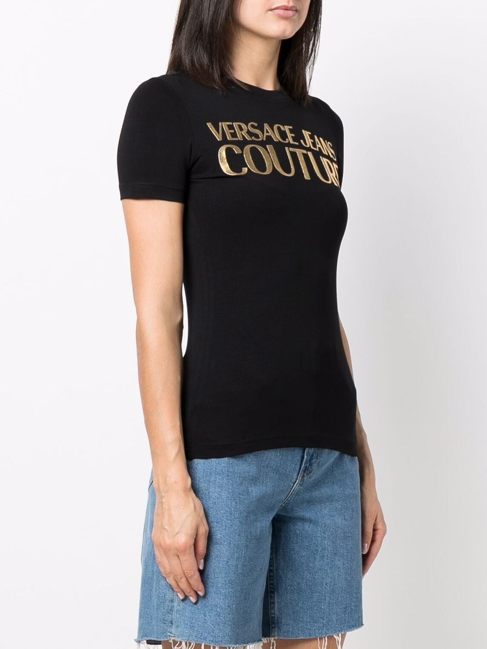 VERSACE Logo Print T-Shirt Black - MAISONDEFASHION.COM