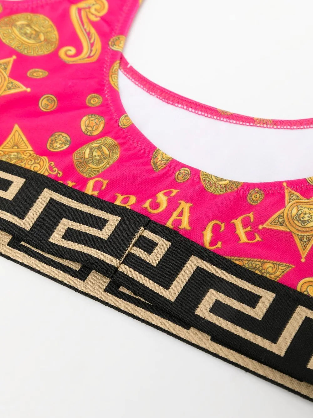 VERSACE KIDS Greca-pattern trimmed bikini Pink - MAISONDEFASHION.COM