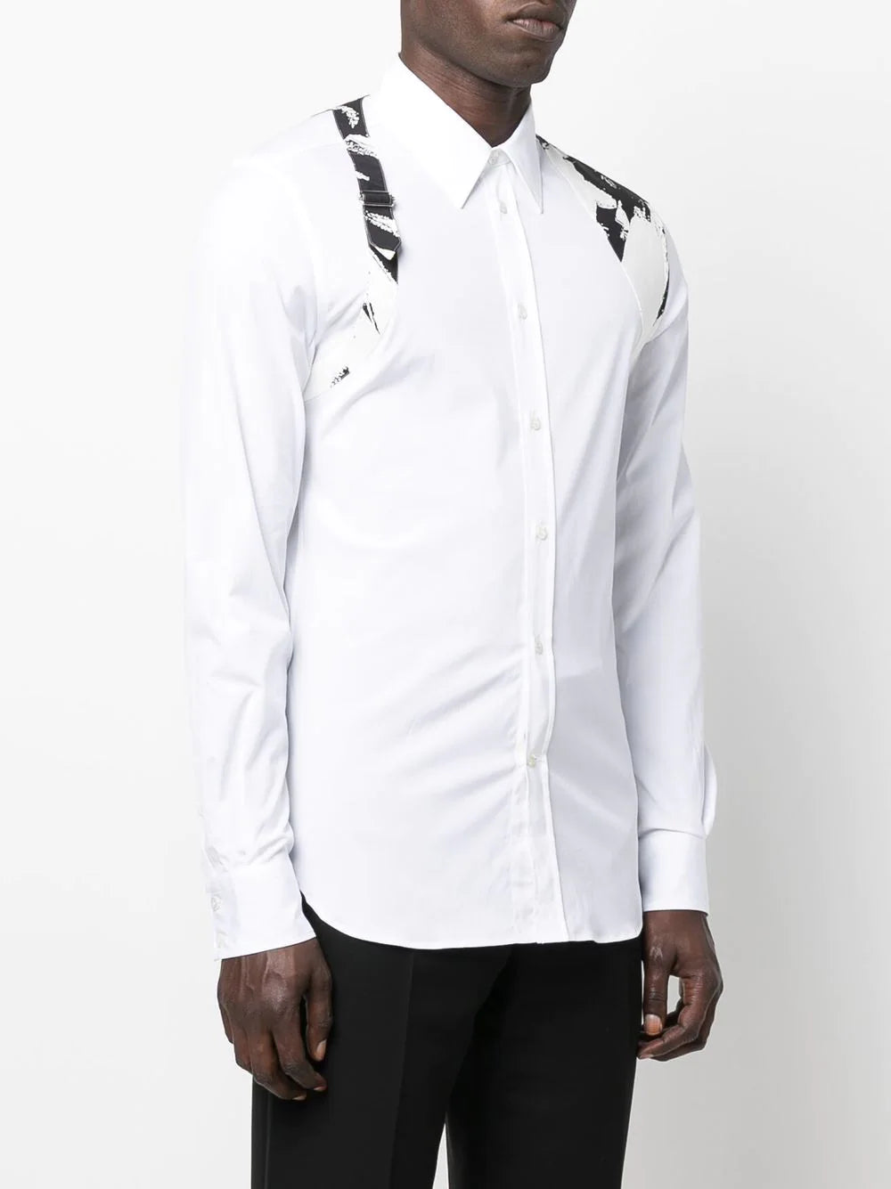 ALEXANDER MCQUEEN Abstract Print Harness Shirt White - MAISONDEFASHION.COM