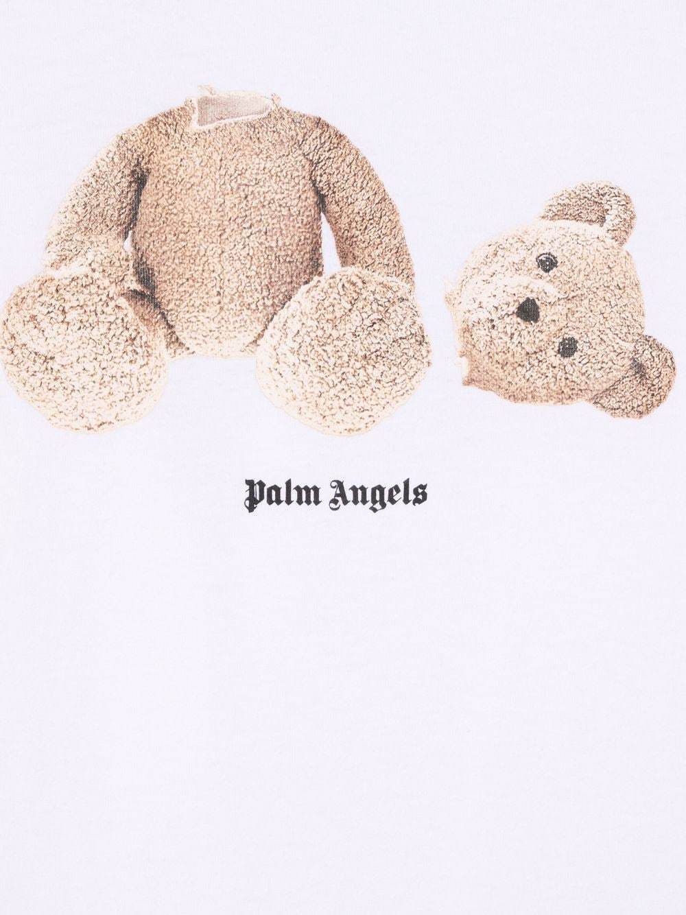 PALM ANGELS KIDS Bear logo-print T-shirt White - MAISONDEFASHION.COM