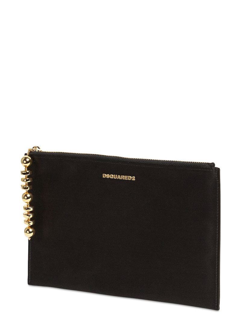 DSQUARED2 Velvet Logo Pouch Black/Gold - Maison De Fashion 