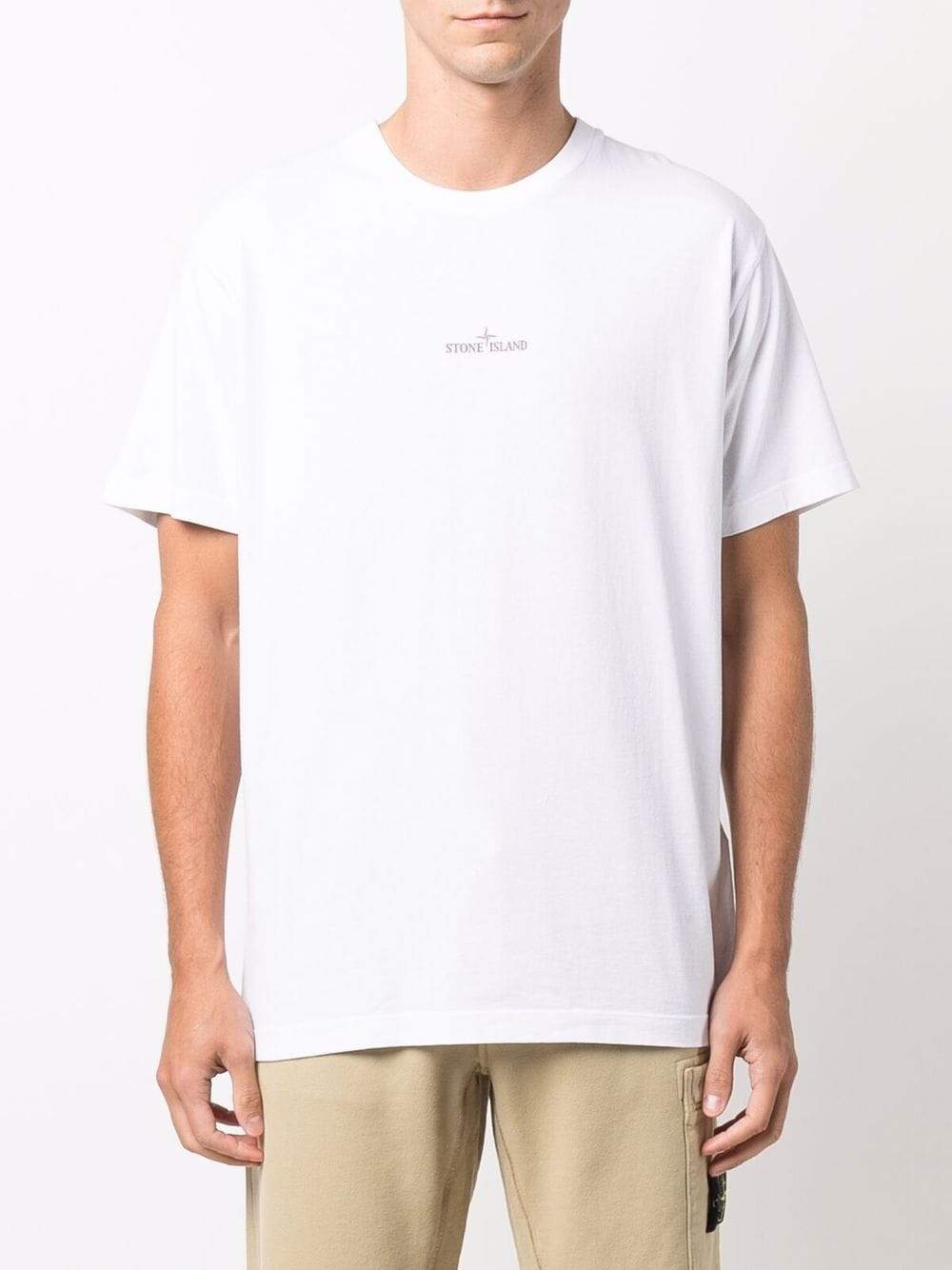 STONE ISLAND Logo Print T-Shirt White - MAISONDEFASHION.COM