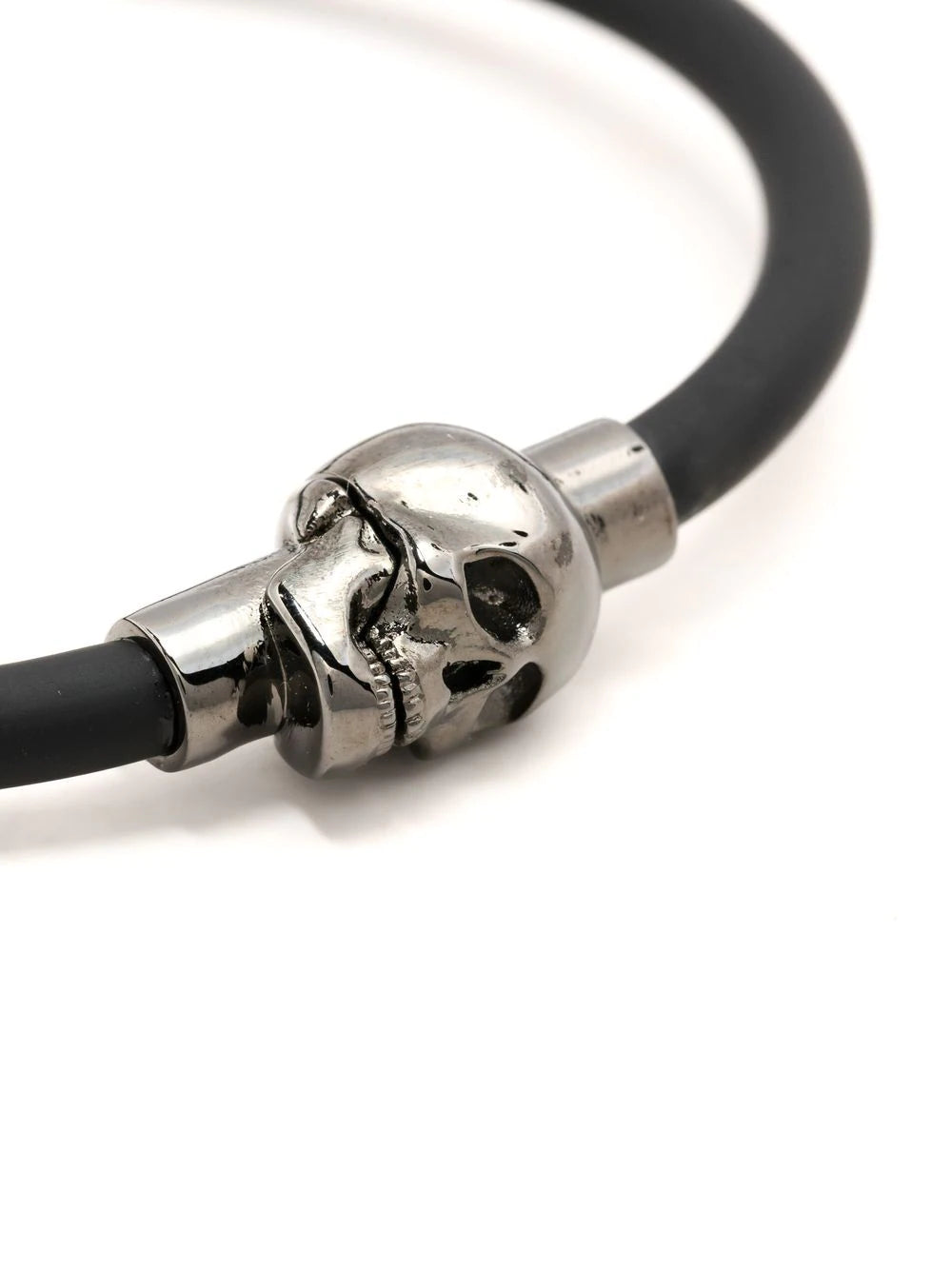 ALEXANDER MCQUEEN Skull Head Band Bracelet Black/Silver - MAISONDEFASHION.COM