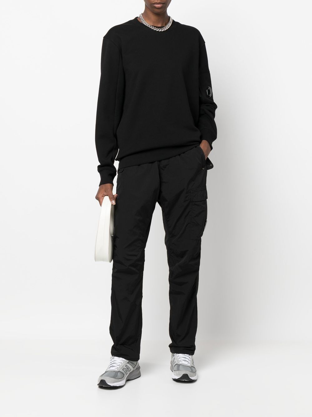 C.P. COMPANY Diagonal Raised Fleece Sweatshirt Black - MAISONDEFASHION.COM