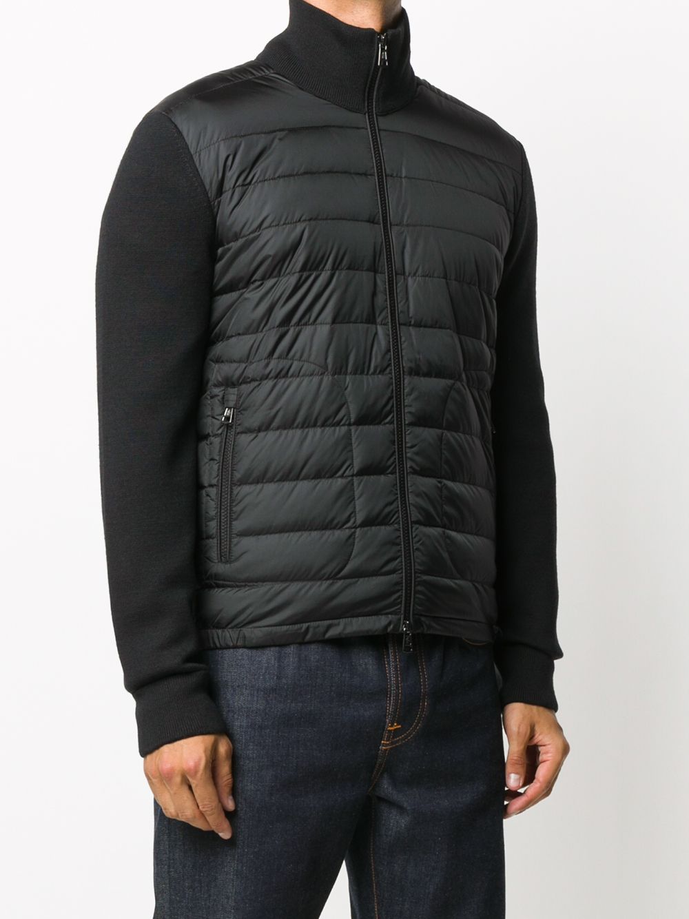 MONCLER padded-panel knitted jacket black - Maison De Fashion 