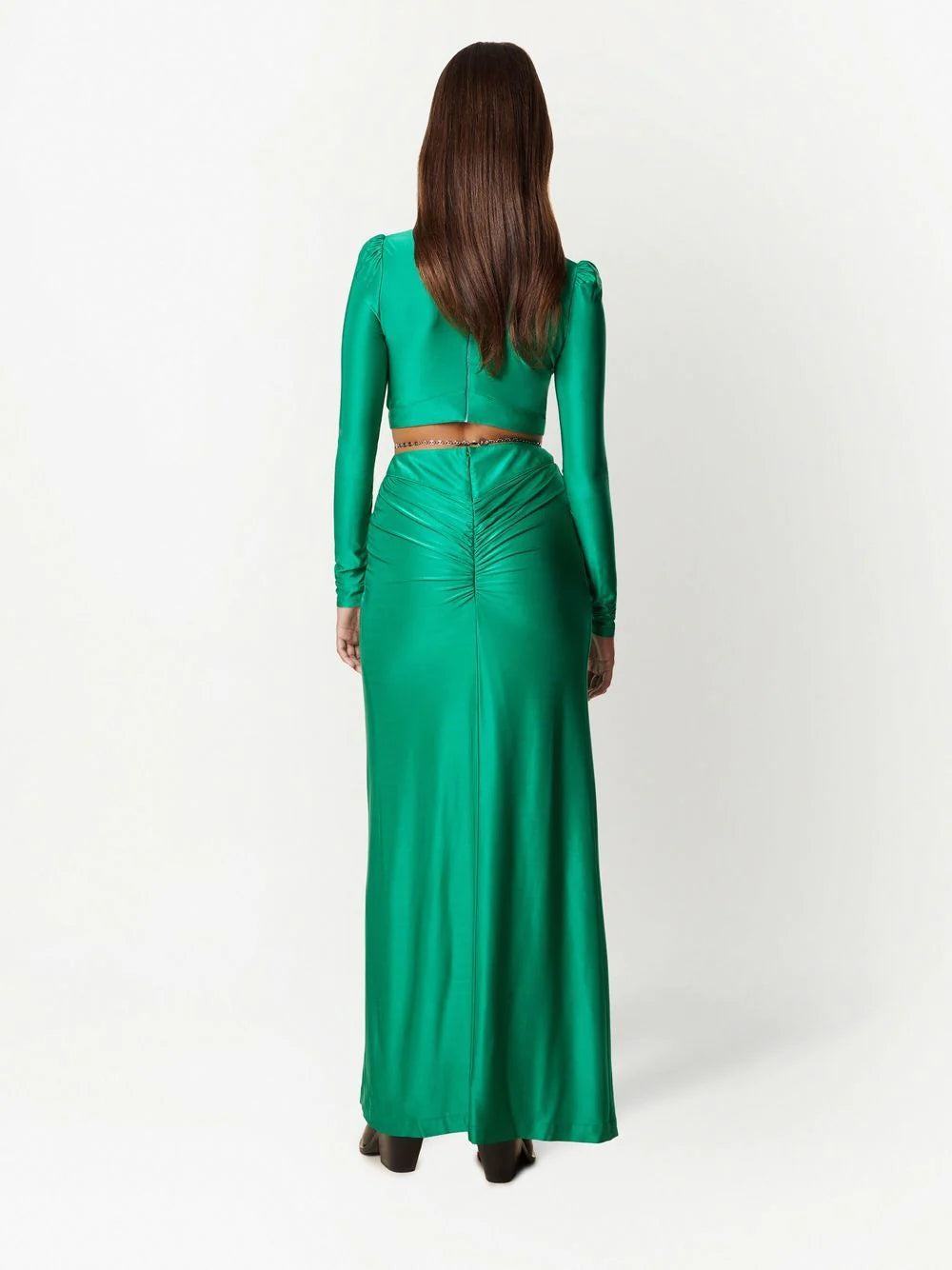 PACO RABANNE Robe Long Dress Green - MAISONDEFASHION.COM