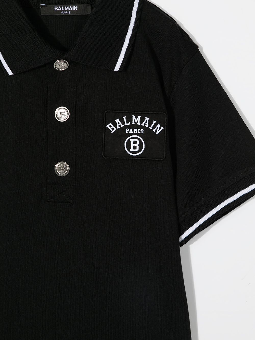 BALMAIN KIDS Logo-print short-sleeved polo shirt Black - MAISONDEFASHION.COM