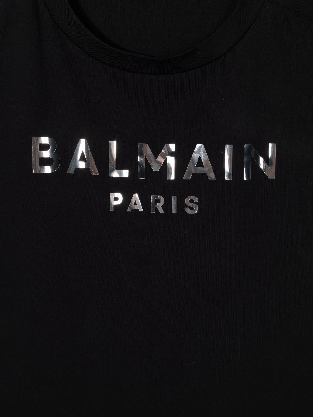 BALMAIN KIDS Metallic logo-print T-shirt Black - MAISONDEFASHION.COM