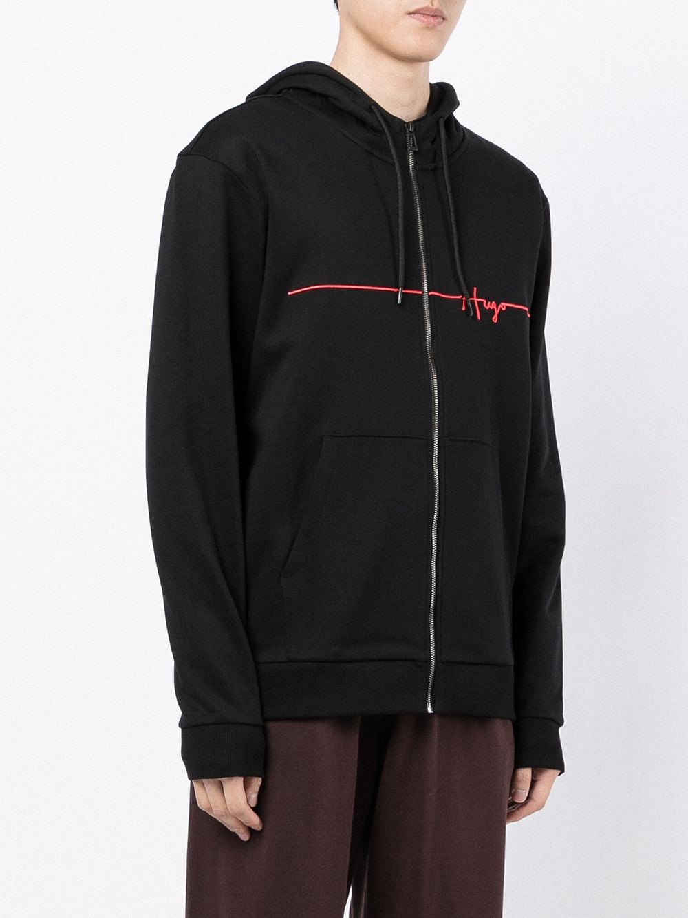 HUGO Cursive logo-print hoodie Black - MAISONDEFASHION.COM