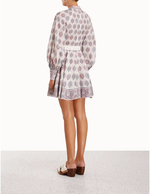 ZIMMERMANN Vitali Button Up Mini Dress Ivory Paisley - MAISONDEFASHION.COM